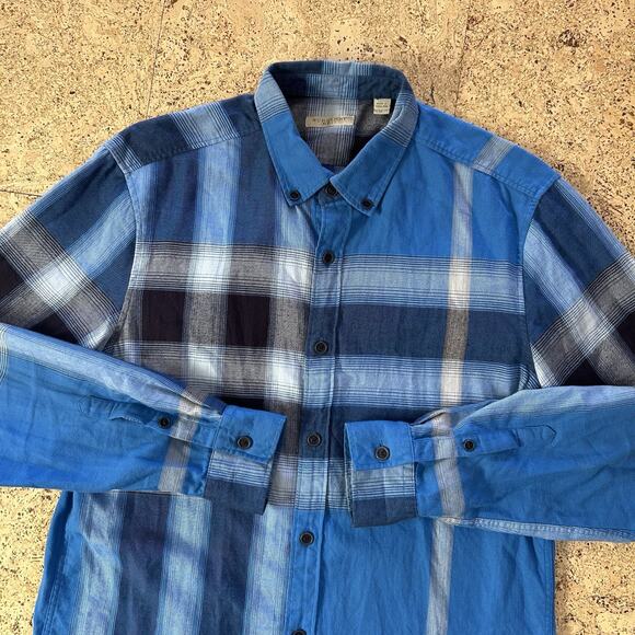 Burberry Brit Nova Check Blue Plaid Flannel Button Up Shirt Medium - Picture 1 of 6